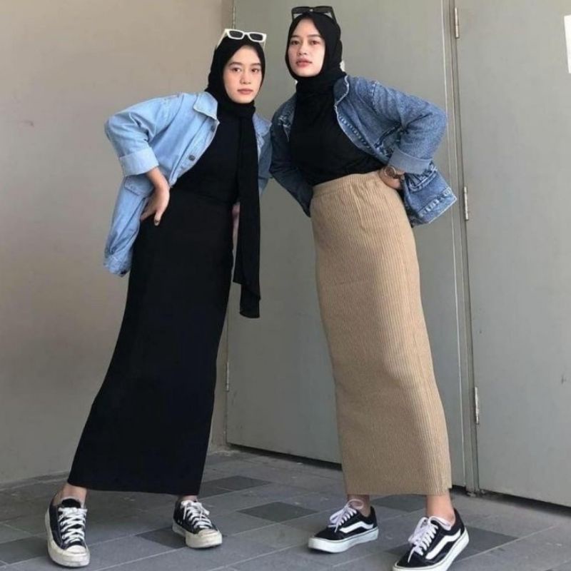 Rok Rajut , Rok Span Knit Tebal, Rok Span Panjang