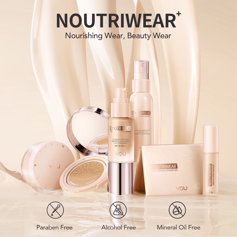 NoutriWear+ Flawless Cushion Foundation / Cc Cushion / Cushion You / Cream You / Cushion NoutriWear ( YOU MAKEUPS OFFICIAL STORE )