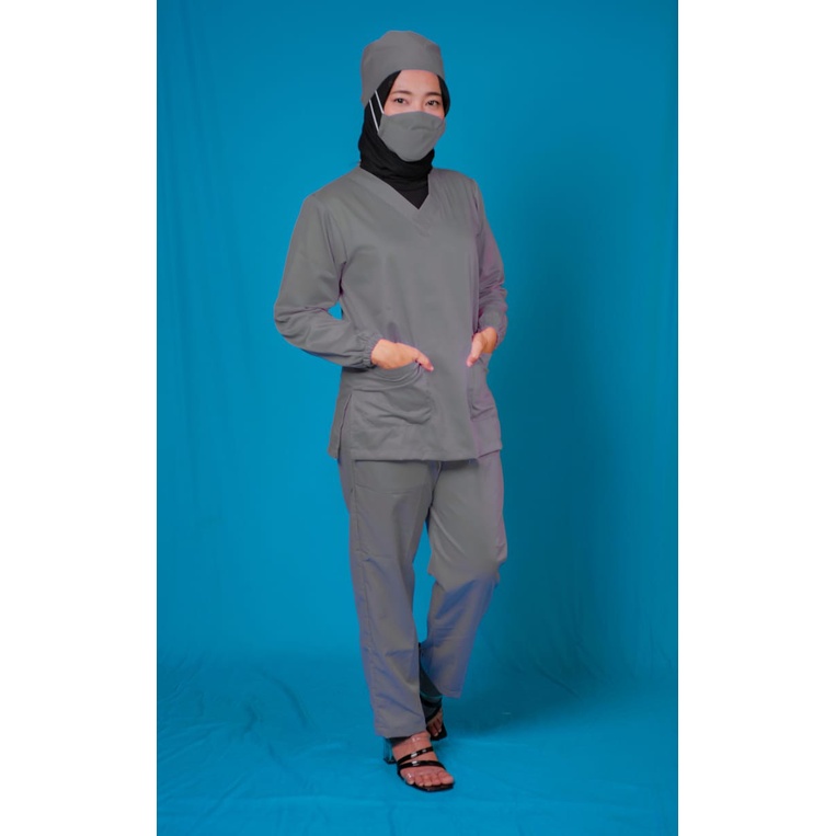 Baju Ok / OKA | Baju Jaga Perawat Dokter Petugas Medis LENGAN PANJANG POLOS | Bahan Toyobo Part II