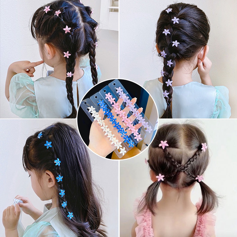 10pcs / Set Jepit Rambut Bentuk Bunga Kecil Gaya Korea Untuk Wanita