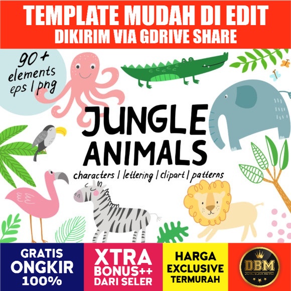 Jungle Animals Clip Art - Vector Designs