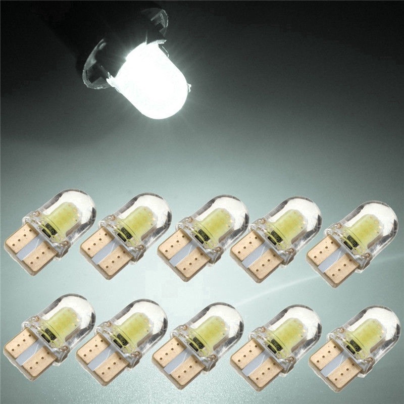 10Pcs Lampu LED Canbus COB T10 194 168 W5W Bahan Silica Gel untuk Plat Nomor Mobil