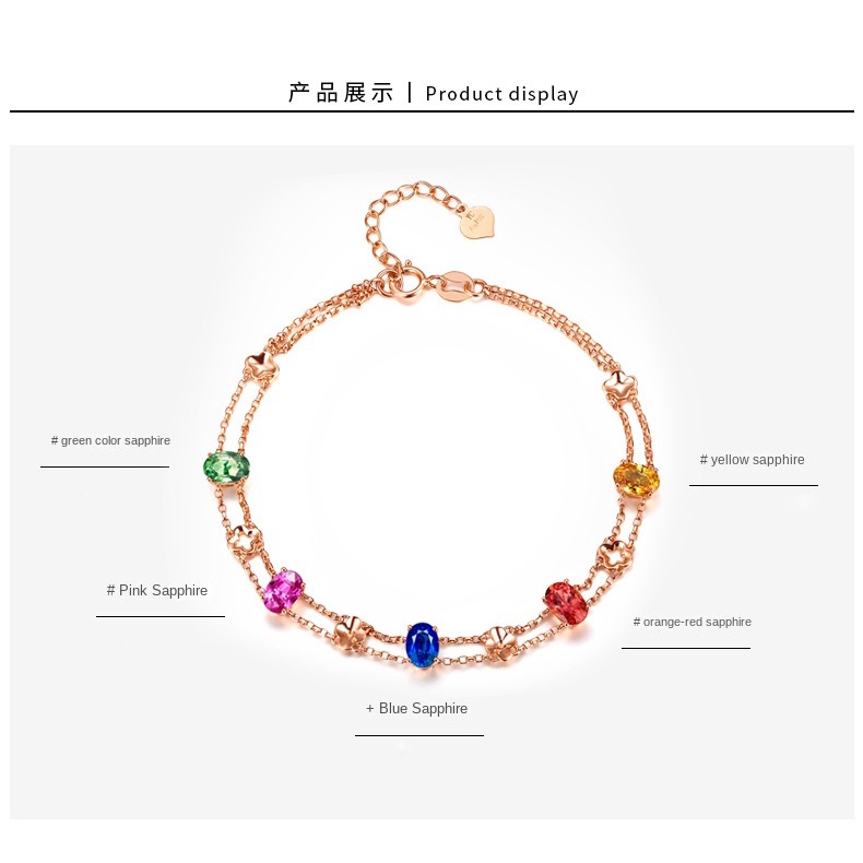 Set Perhiasan Gelang Zirkon Warna-Warni Bahan Stainless Steel Lapis Emas Untuk Aksesoris