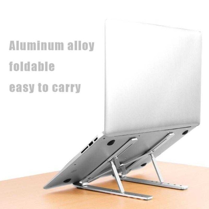 Dudukan Laptop Stand Aluminium Foldable Adjustable 7 Height - Hitam