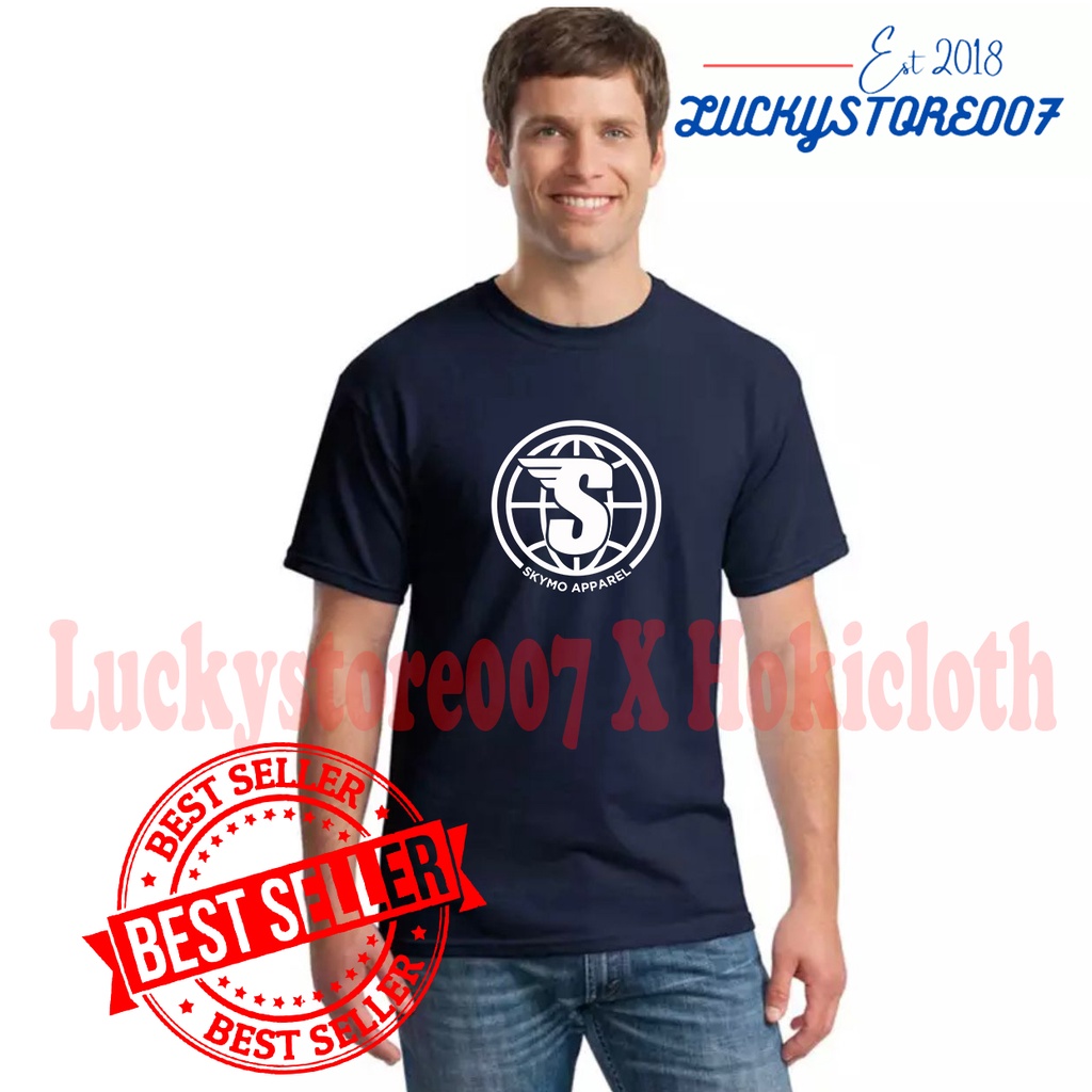 Kaos S K Y M O/KAOS MOTIF SKYMO CIRCLE/KAOS MURAH/KAOS KONVEKSI TEKS Putih