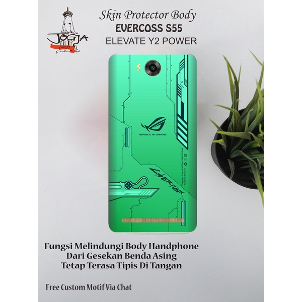 Dapat 2Pcs Garskin HP Evercoss S55 Elevate Y2 Power motif rog - Free Custom Motif