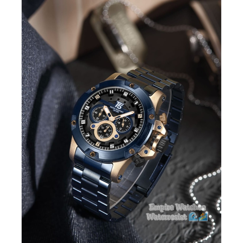 Jam Tangan T5 H3760G H3760 3760 Pria Cowok Analog Chrono dan Tanggal Aktif Rantai Stainless Original Waterproof