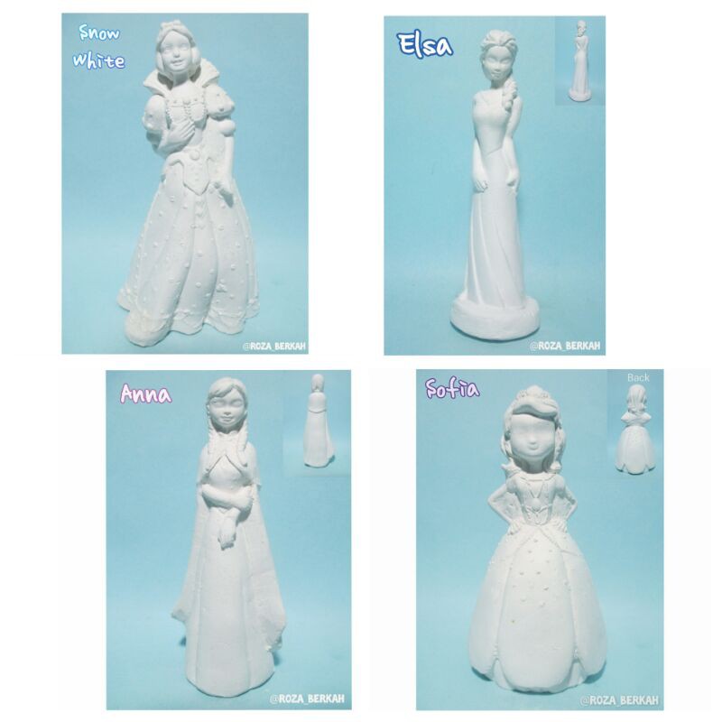 Patung Lukis Gypsum Polos 3D Princess