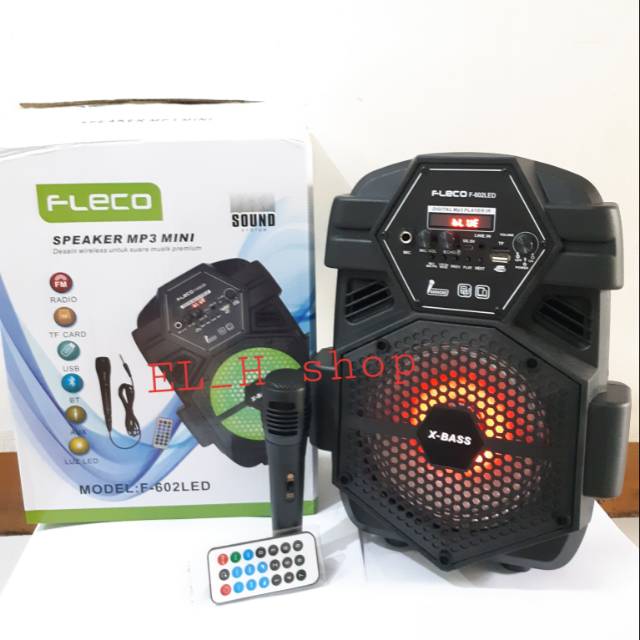 Speaker portable fleco f602/ metting wireless fleco f 602/ bluetooth free mic/ recharge/ usb