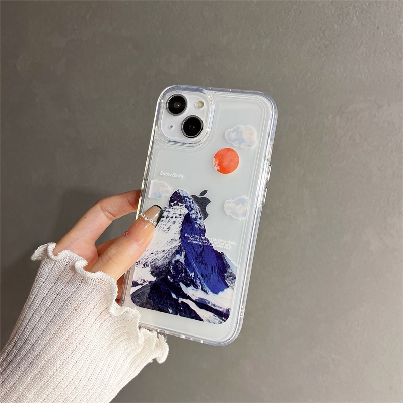 Soft Case Transparan Motif Peta Gunung Peak Untuk iphone 11 12 13 pro max x xs xr xsmax 7 8 plus