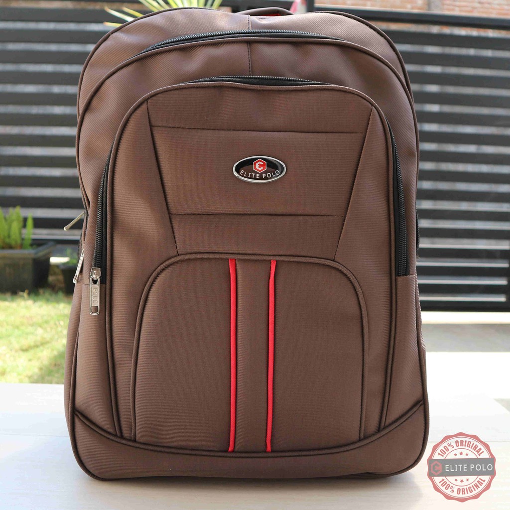 Tas Ransel Gendong Terkini Elite Polo Mikro Coklat Tas Kantor Laptop Berkualitas Terbaru Keren Bagus