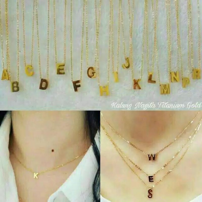 kalung Titanium Huruf Kecil