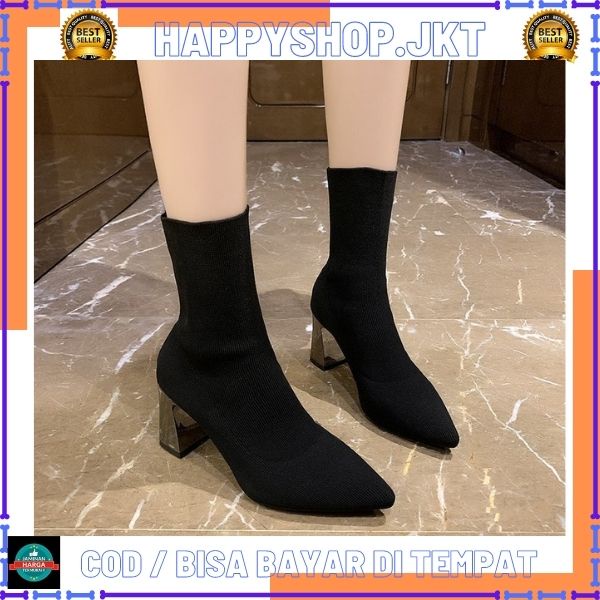 HS / Sepatu Boots Wanita korea Warna Hitam Fashion Modern 235