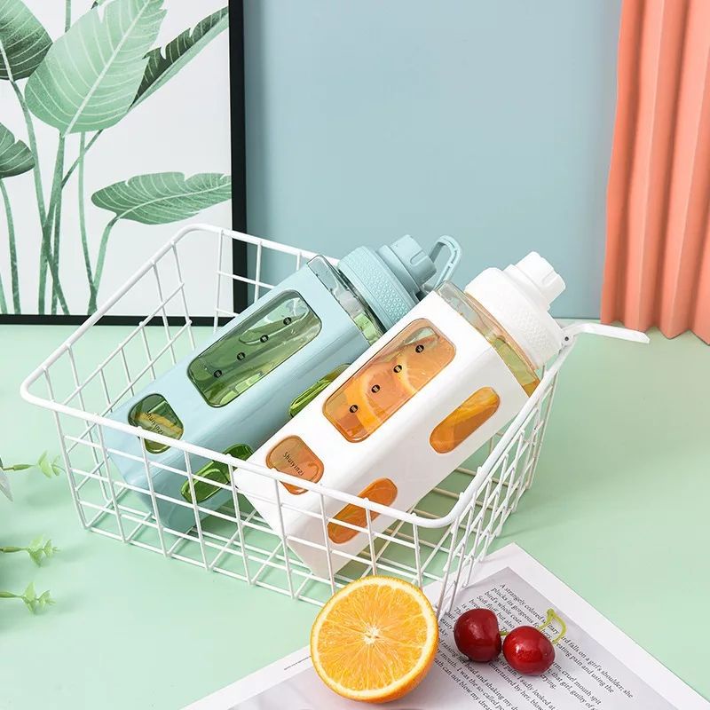 Botol minum frame kotak 900ml/Botol infuser viral bentuk kotak 900ml