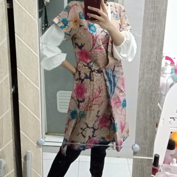 Tunik Batik Muslim Dersik Bunga Coklat