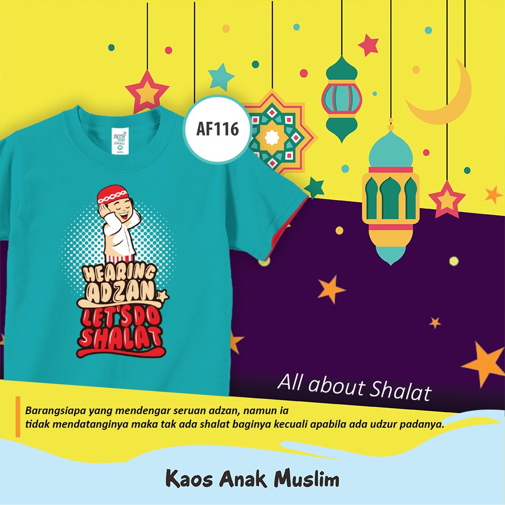 Kaos Anak Afrakids Hearing AdzaN Lets Do Shalat AF116 Tosca Lengan Pendek