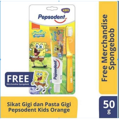 Pepsodent Kids Sikat Gigi Anak spongebob + Pasta Gigi Orange [50 g]