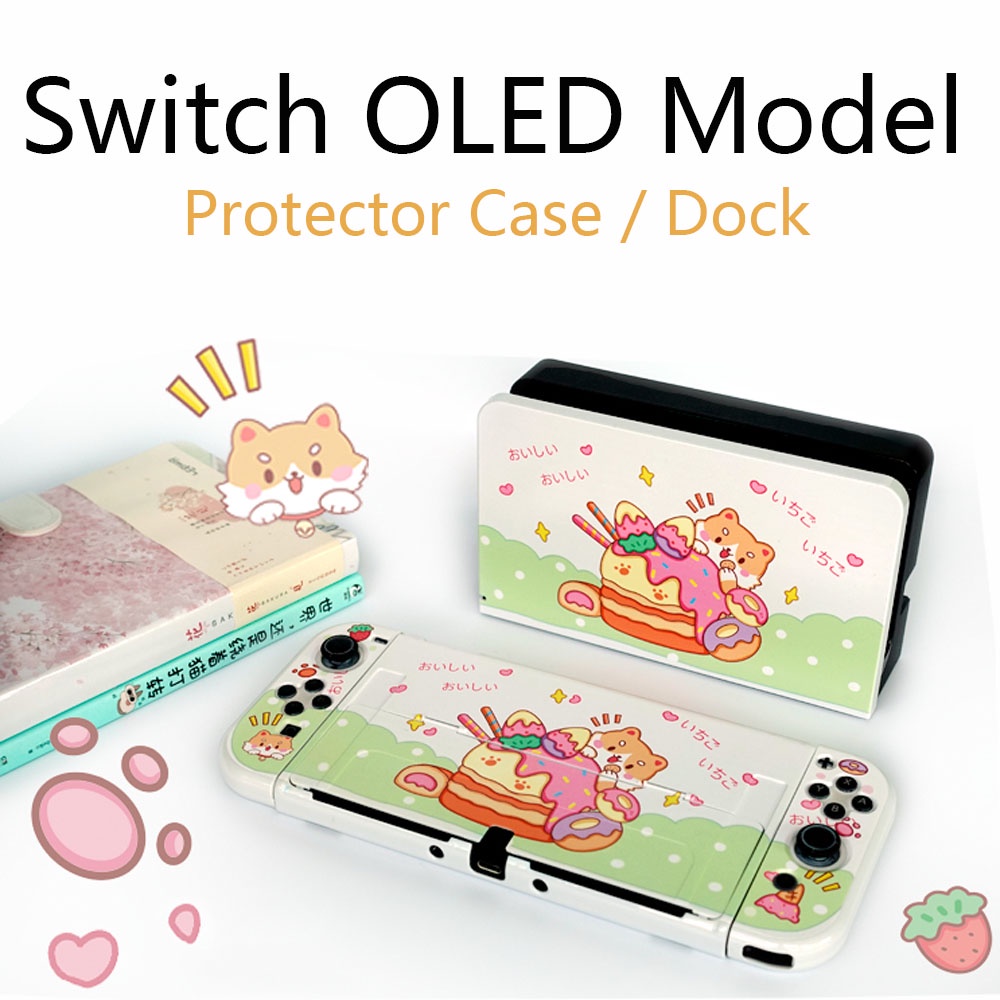 Casing Hard Case Stand Holder Nintendo Switch Oled Motif Kartun Anti Gores