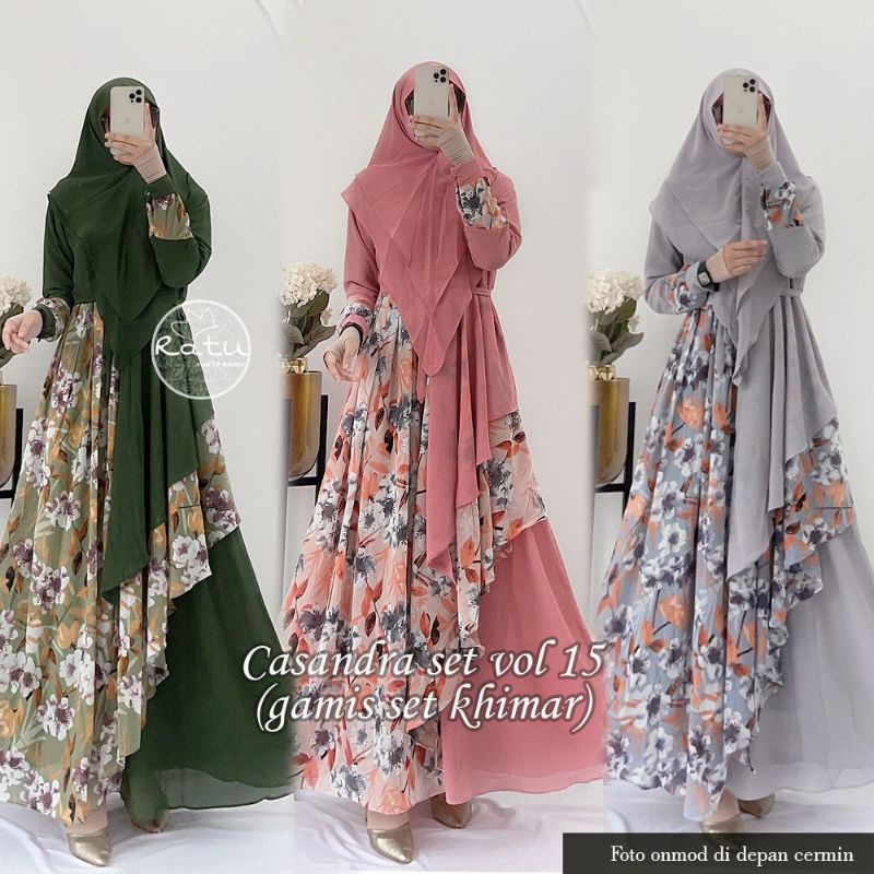 Cassandra Set Syar'i vol 15 Gamis Terbaru Syar'i by Ratu || Gamis Syar'i || Gamis Set Khimar || Gami