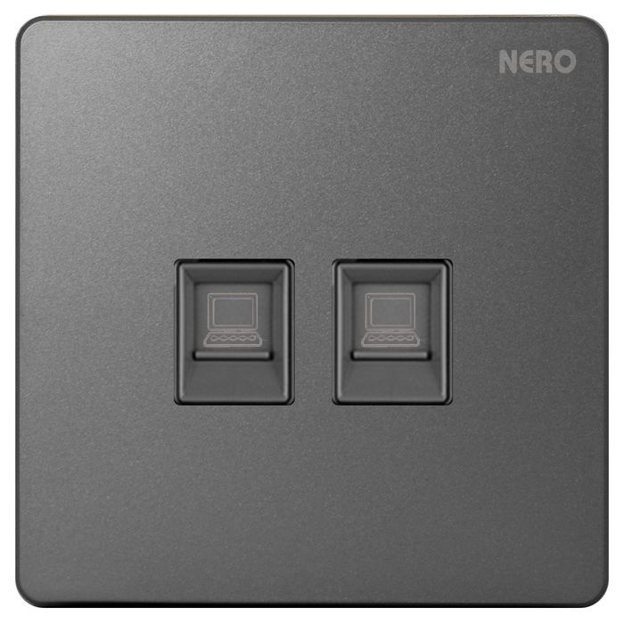 Casa X2PC2-GR 2 Gang Data Outlet CAT5e With Shutter - Grey