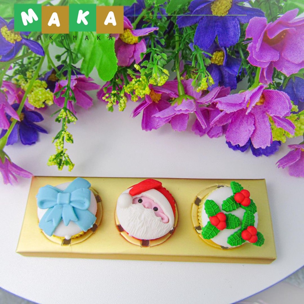 

penghapus santa claus hiasan natal set 3 hapusna pensil natal perlengkapan sekolah alat tulis lucu unik import