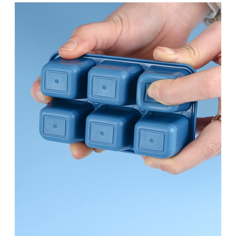 [Durable PP And Silicone DIY Ice Cube Cube Storage Box] [6 Grids Ice Pop Makers] [Reusable  Ice Cube Mold ]