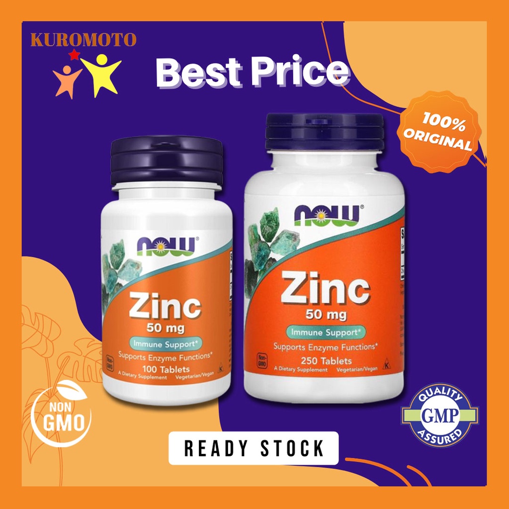 Jual NOW Zinc Gluconate 50mg isi 100 dan 250tablets untuk meningkatkan