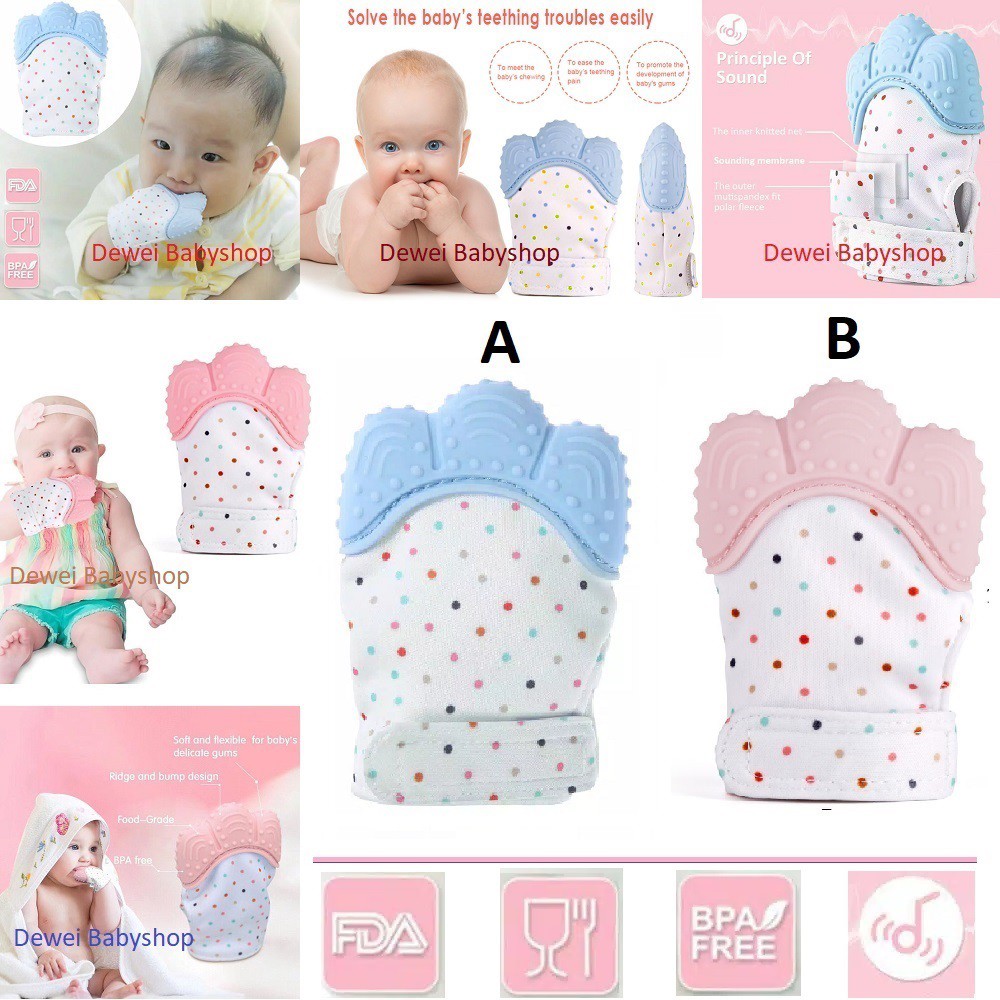 Sarung Tangan Gigitan Bayi ( Mitten Teether  Baby Gloves /  Cover Penutup Tangan Bayi )