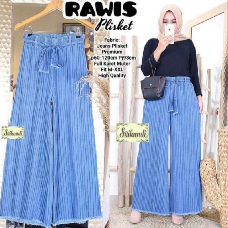 PROMO [COD] celana kulot rawis kekinian | celana kulot jeans wash wanita