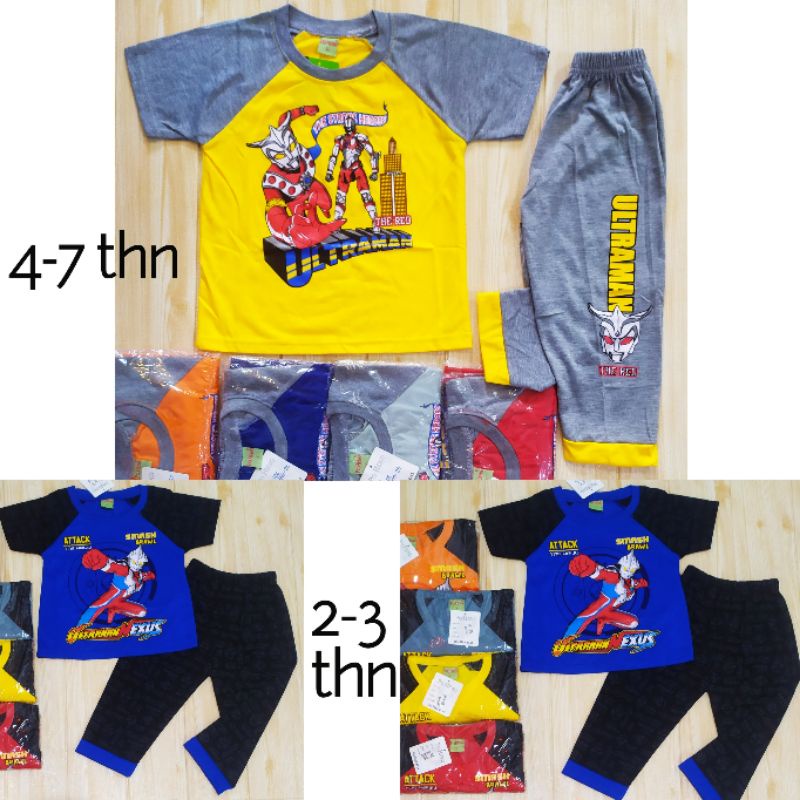 SETELAN CP RIKO POP IT ULTRAMAN SPIDERMAN TRANSFORMERS 2-7 THN BAJU ANAK-Ultraman
