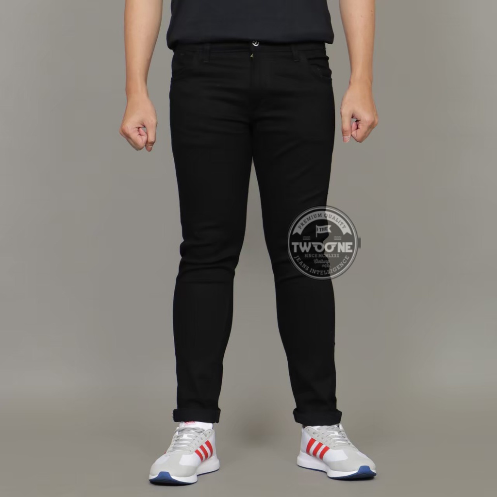 FIFTEEN DENIM Celana Jeans Panjang Pria Slim Fit Stretch Hitam