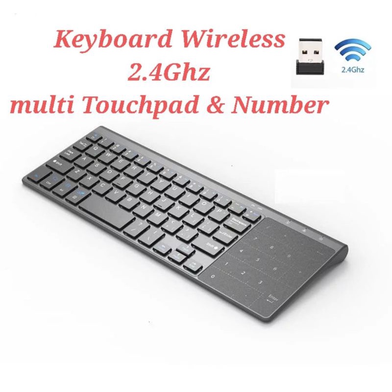 2.4Ghz Wireless Mini Keyboard Touchpad Tombol Angka X136 not logitech