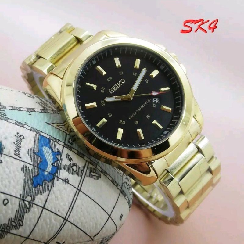 jam tangan pria/cowok classic seiko premium rantai