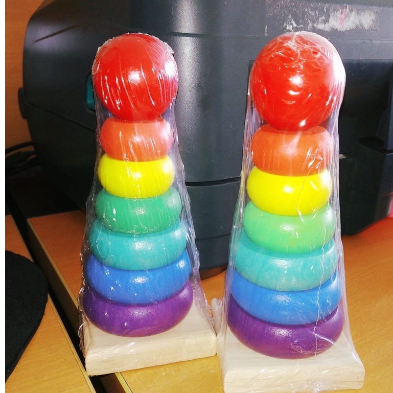 TweedyToys - Mainan Edukasi / Menara Kayu Bayi Bulat / Menara Warna Warni