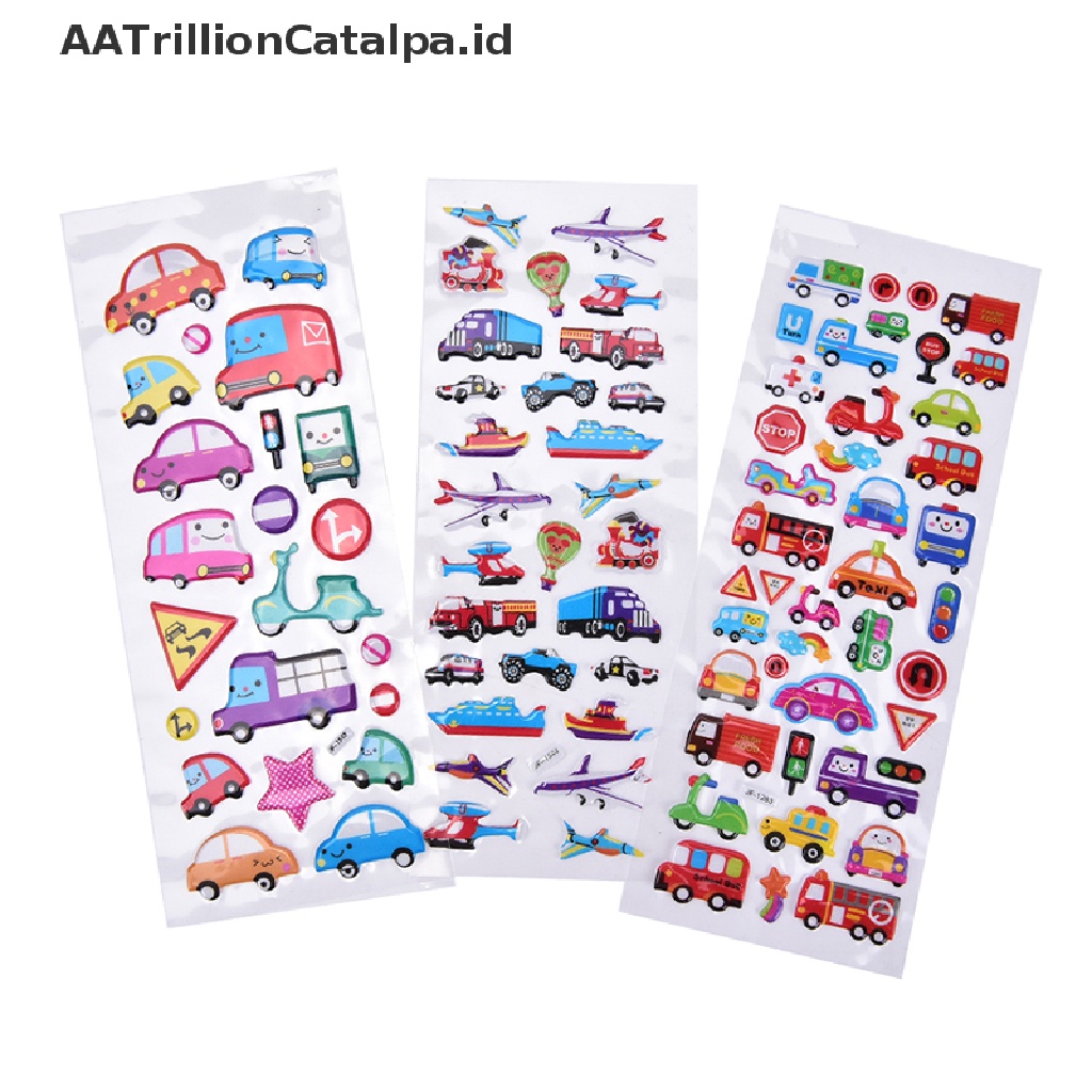 2 Pcs Stiker Label Desain Kartun Transportasi Untuk Dekorasi Buku Catatan Diary