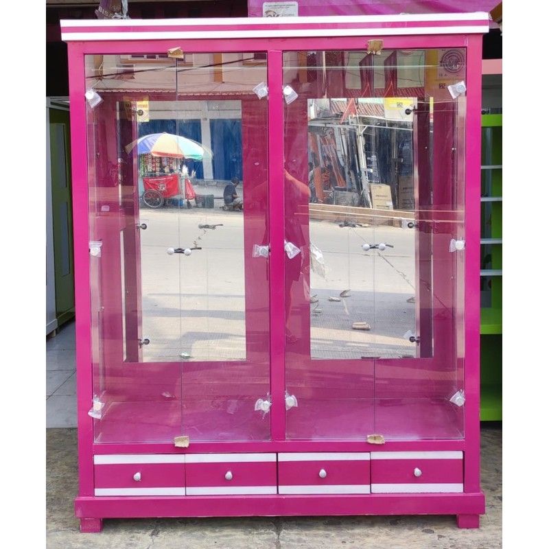 LEMARI GAMIS KACA 4 PINTU/LEMARI BAJU GANTUNG/LEMARI PAKAIAN