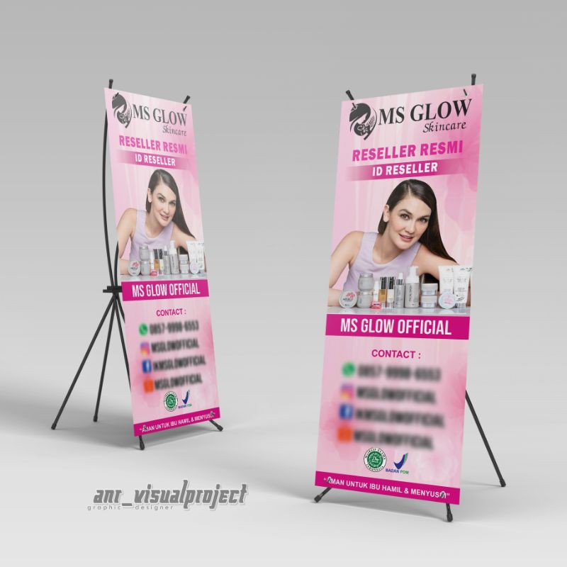 Banner X Banner Spanduk Mas Glow Standing Banner Reseller Ms Glow Agen Ms Glow Indonesia
