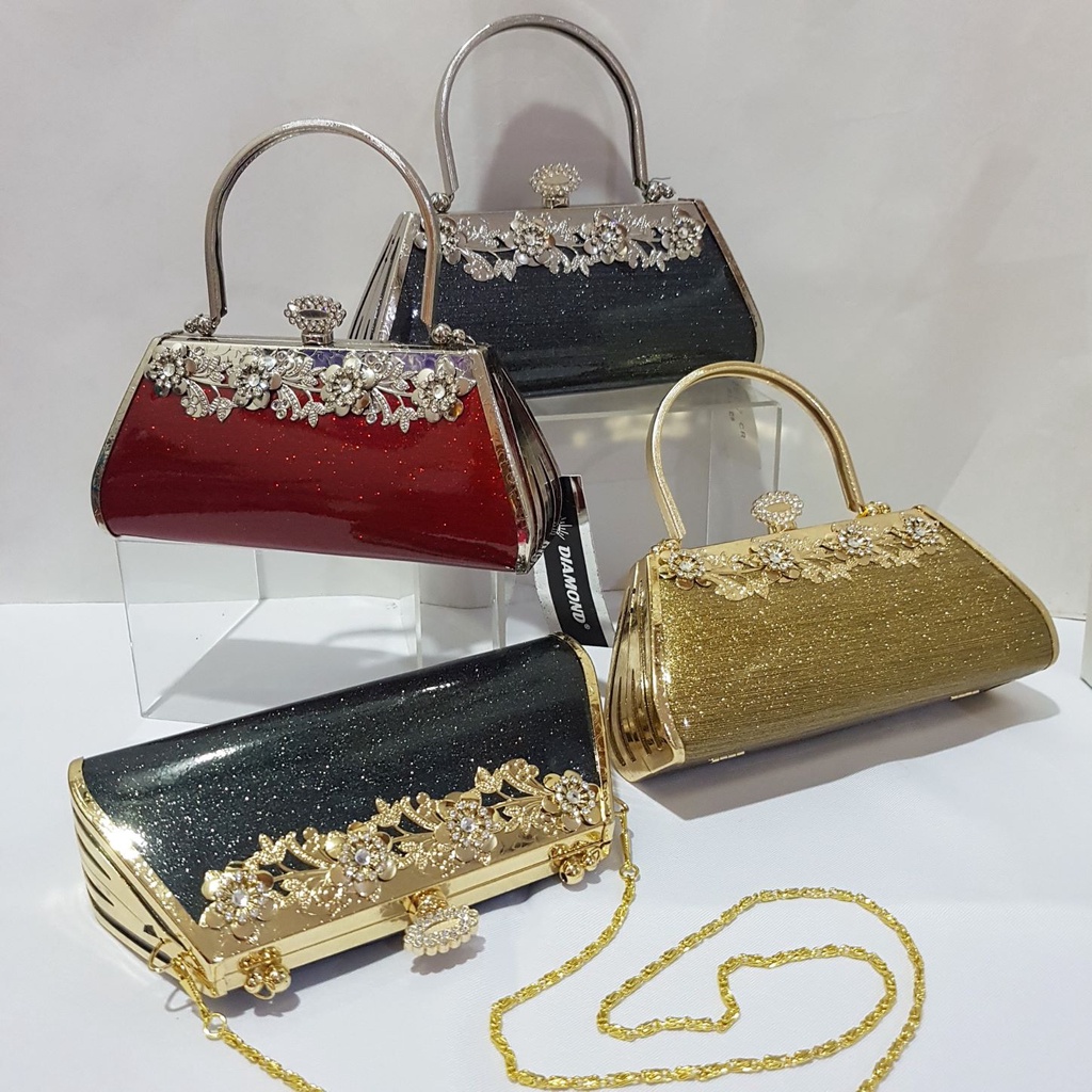 Tas Pesta Farnell Diamond Clutch Bunga Cantik Jinjing Selempang 2878/2877/2874