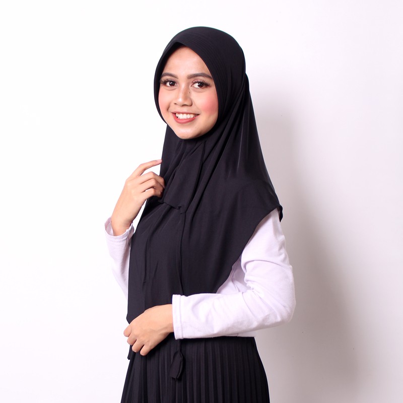 JILBAB MASKER / JILBAB INSTAN TERBARU ANRIA-Hitam