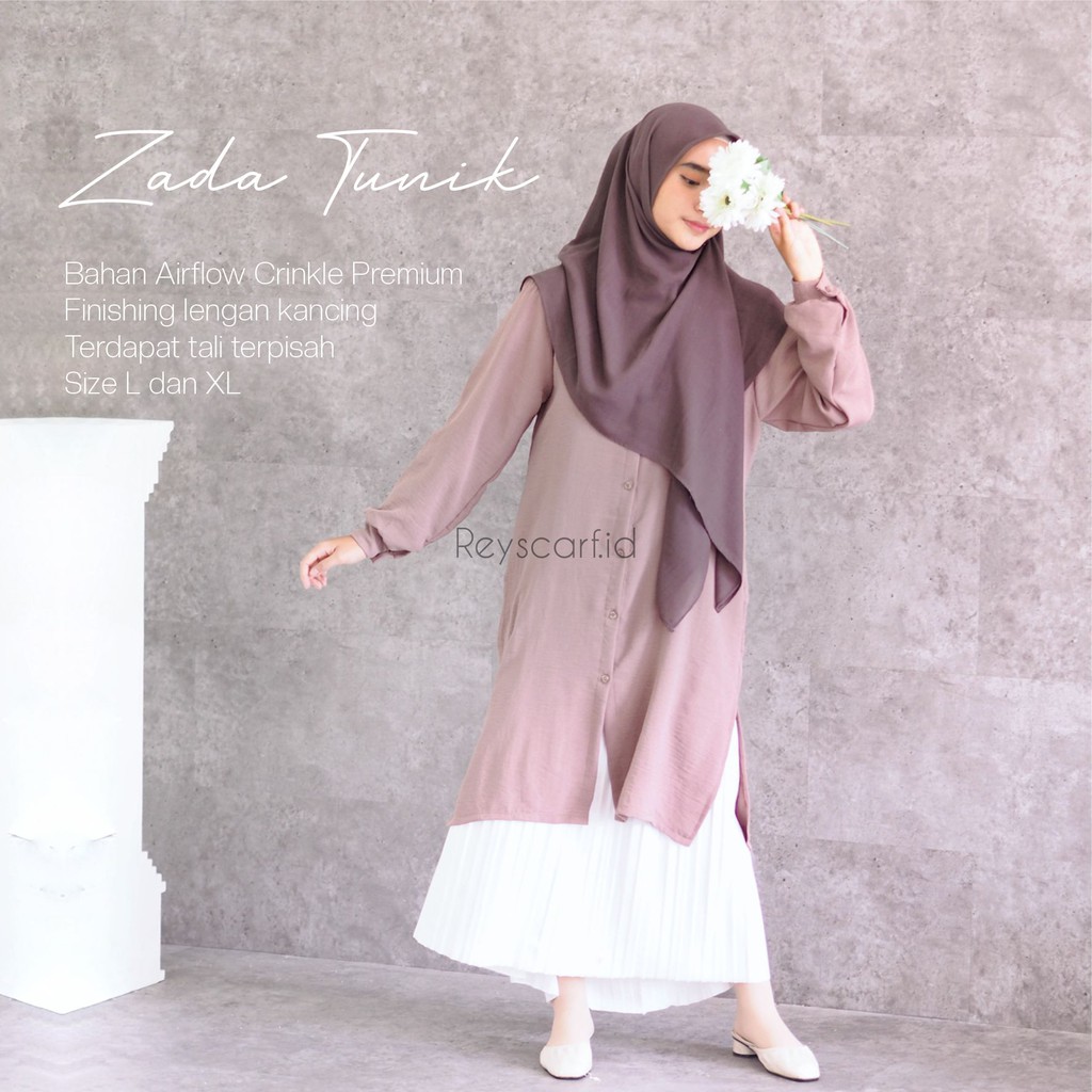 Tunik Zada By Reyscarf Tunik Dewasa Luxury Bahan Airflow Crinkle Premium Terbaik Nyaman Dipakai I Bisa COD