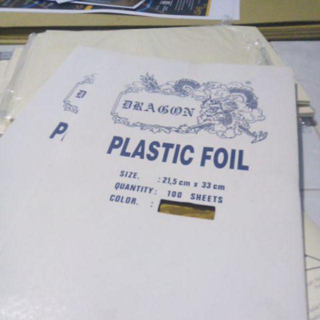 Plastik Foil Dragon Folio Isi 100 Lembar - Copy Paper Foil F4 Emas / Perak / Biru/ Hijau