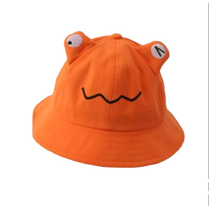 Topi Anak Bucket laki Laki Motif Frog Bucket Hat Cowok Cewek - Cowok Motif Kodok Lucu Topi Bucket Hat Pelindung Matahari Model Kekinian Anti Panas Nyaman Dipakai