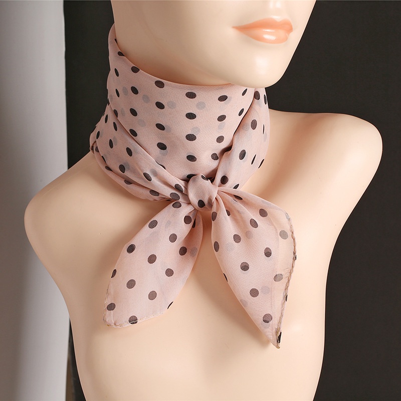 Mini Syal Wanita Kecil Persegi Ukuran 70x70cm / Bahan Chiffon Print Dot Fashion / Syal Korea / Syal Sutra