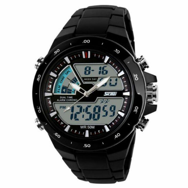 JAM TANGAN PRIA-WANITA ORIGINAL SKMEI 1016 SPORT WATCH HITAM