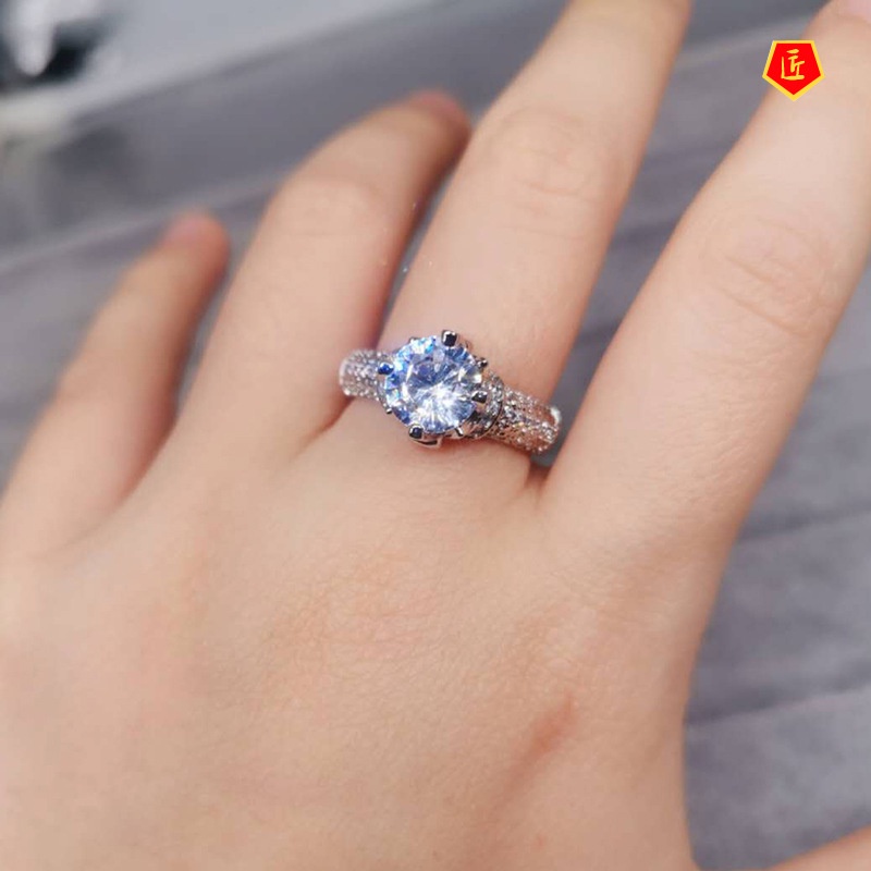 [Ready Stock]Luxury Micro-Inlaid Moissanite Women's Ring Simple Fashion