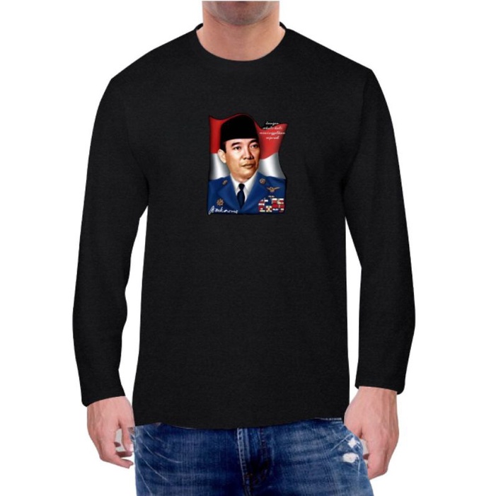 Kaos Pria Lengan Panjang DTF SOEKARNO T-shirt Kaos Oblong Panjang Motif Gambar Terbaru