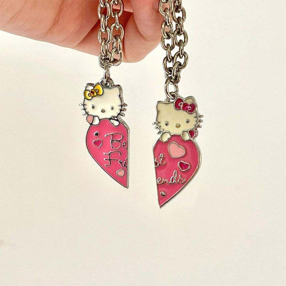 NEEDWAY Perempuan Kalung Fashion Indah Trendi Kitty Kucing Hewan Kawaii Vintage Pasangan Kalung