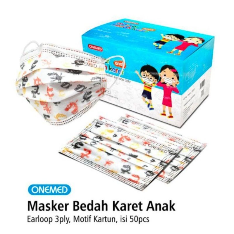 Masker Bedah 3 ply anak one med 50/Masker Medis Anak