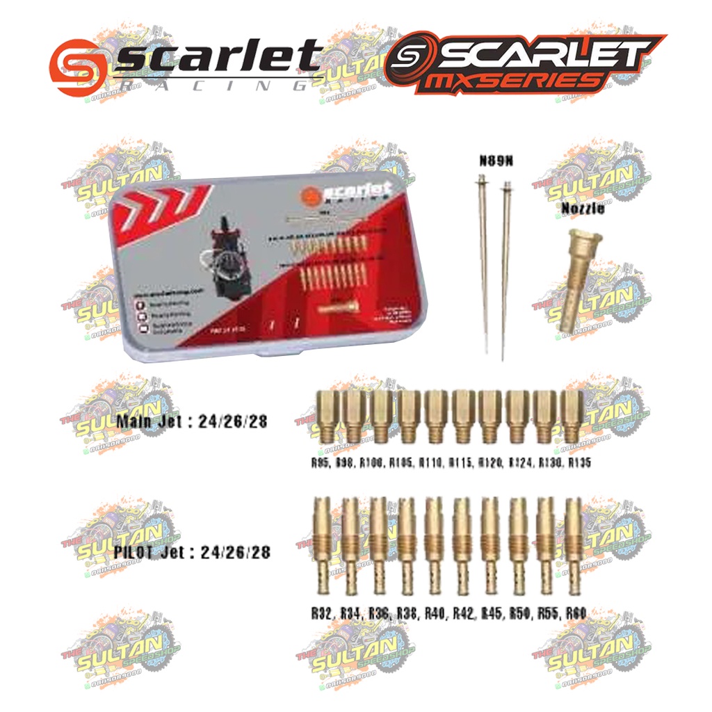 PILOT JET PJ MAIN JET MJ SET CARBURATOR KARBURATOR PWK 24 26 28 30 32 34 SCARLET RACING