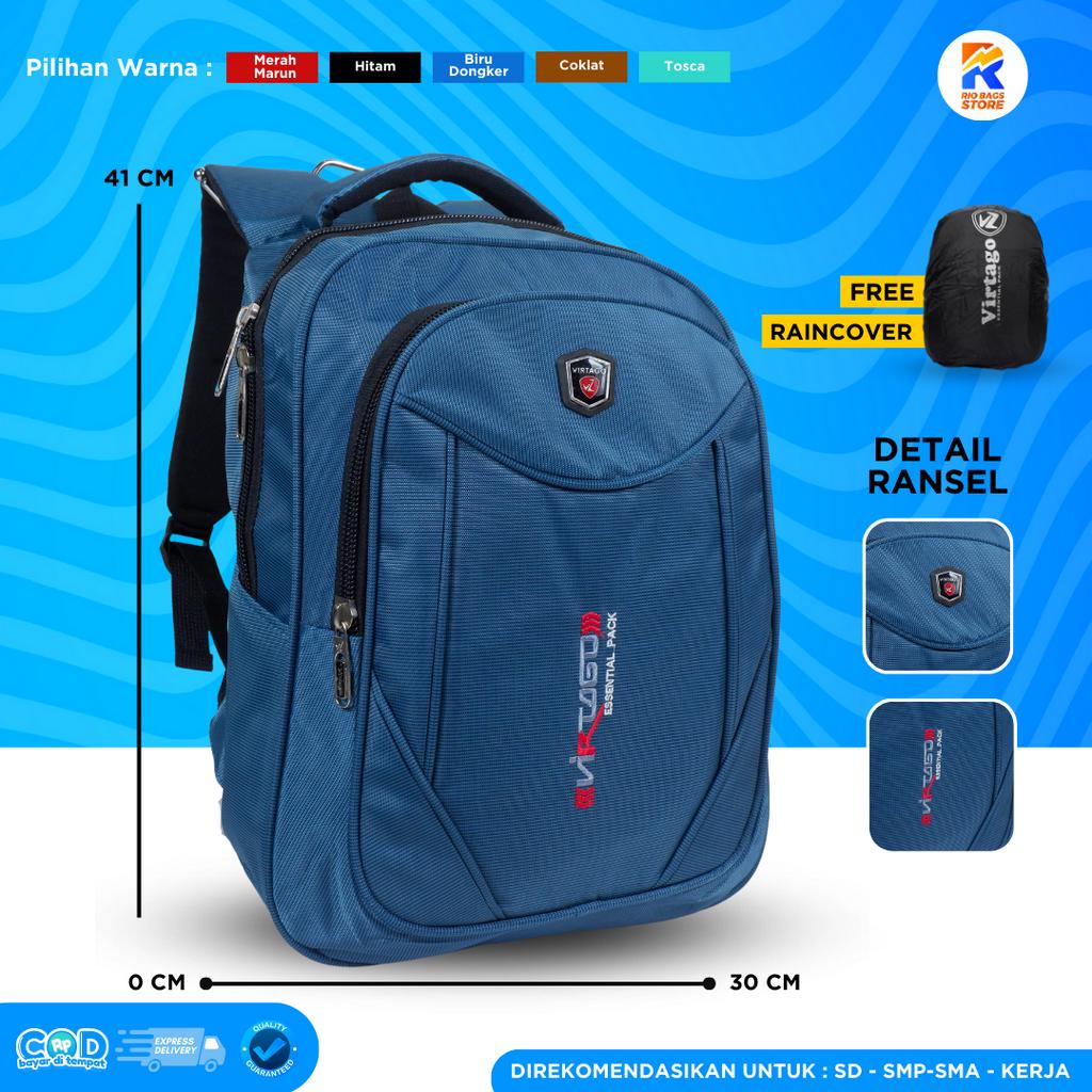 (PROMO) Tas Ransel Sekolah Virtago / Tas Ransel Kerja Virtago Unisex / Tas Ransel SD-SMP-SMA-KERJA